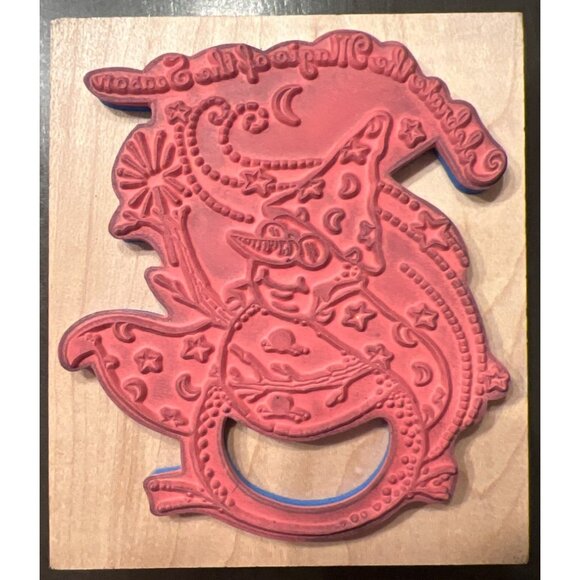 Snowman Christmas Magic Wood Mounted Stamp Inkadinkado smirking goddess - Picture 2 of 4